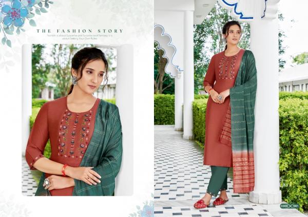 Jinesh Nx Nazrana Fancy Chinon Kurti With Bottom Dupatta Collection